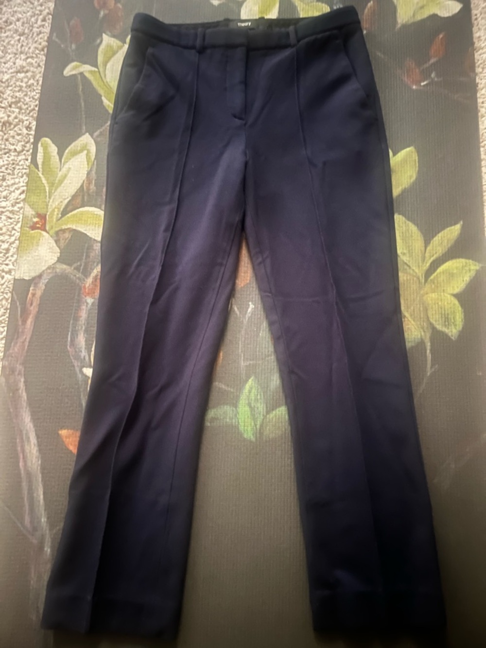 Theory Navy Cropped Stretchy Dress Pants
